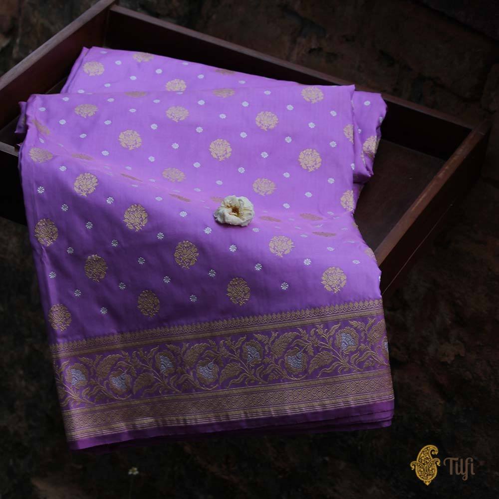 Rich Lilac Pure Katan Silk Banarasi Handloom Saree