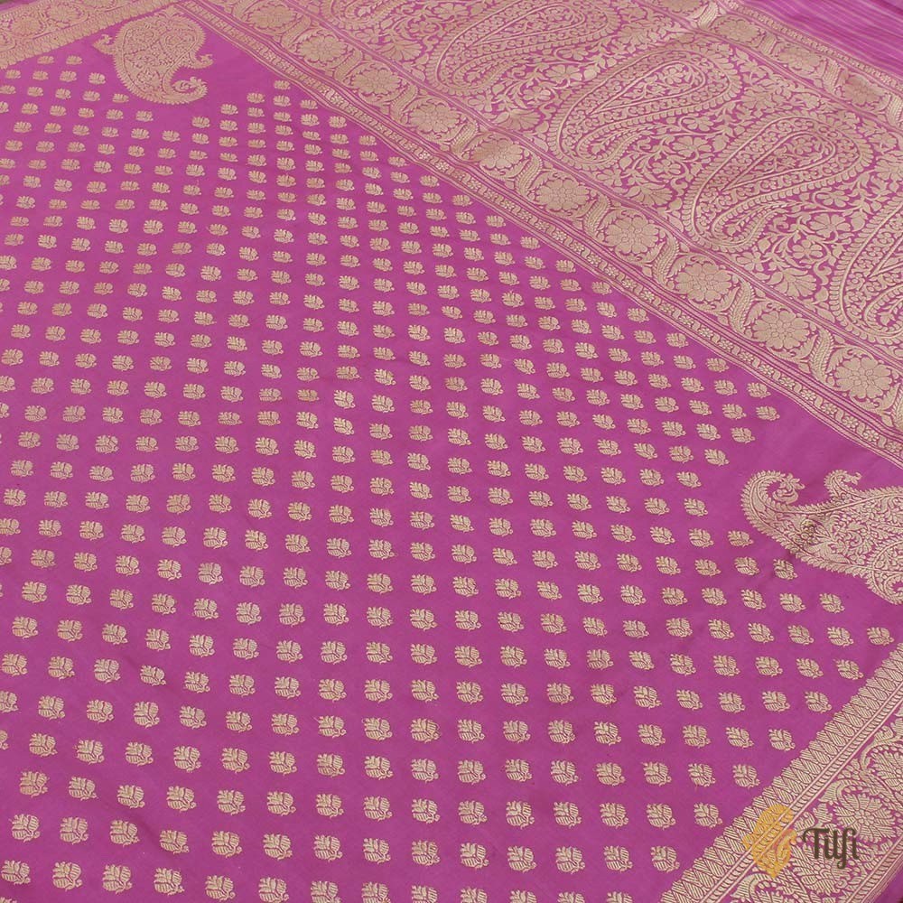 Gajri Pink Pure Katan Silk Banarasi Handloom Saree