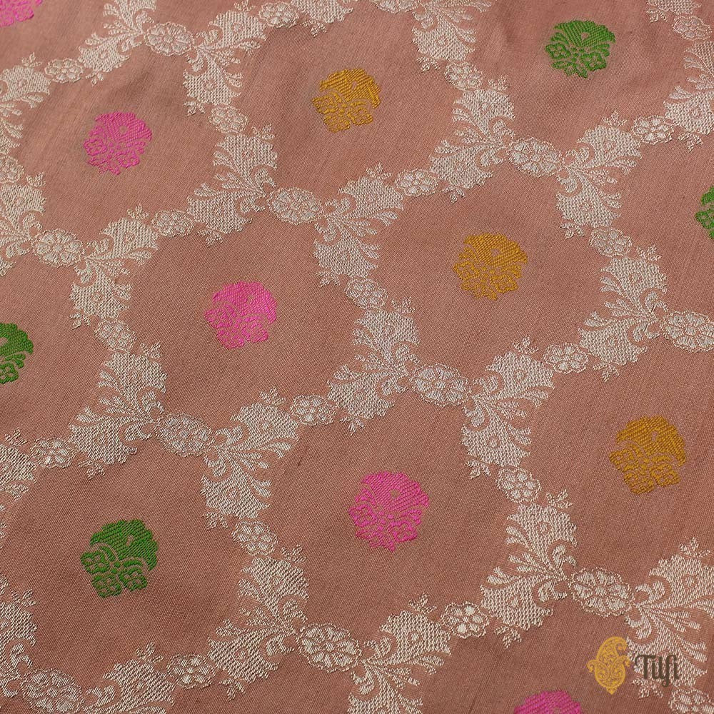 Fawn-Pink Pure Katan Silk Banarasi Handloom Saree