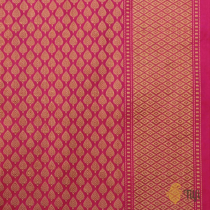 Orange-Pink Pure Katan Silk Banarasi Patola Handloom Saree