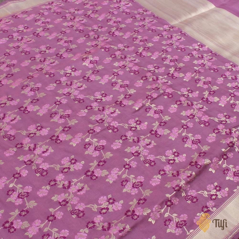 Pink Lavender Pure Katan Silk Banarasi Handloom Saree