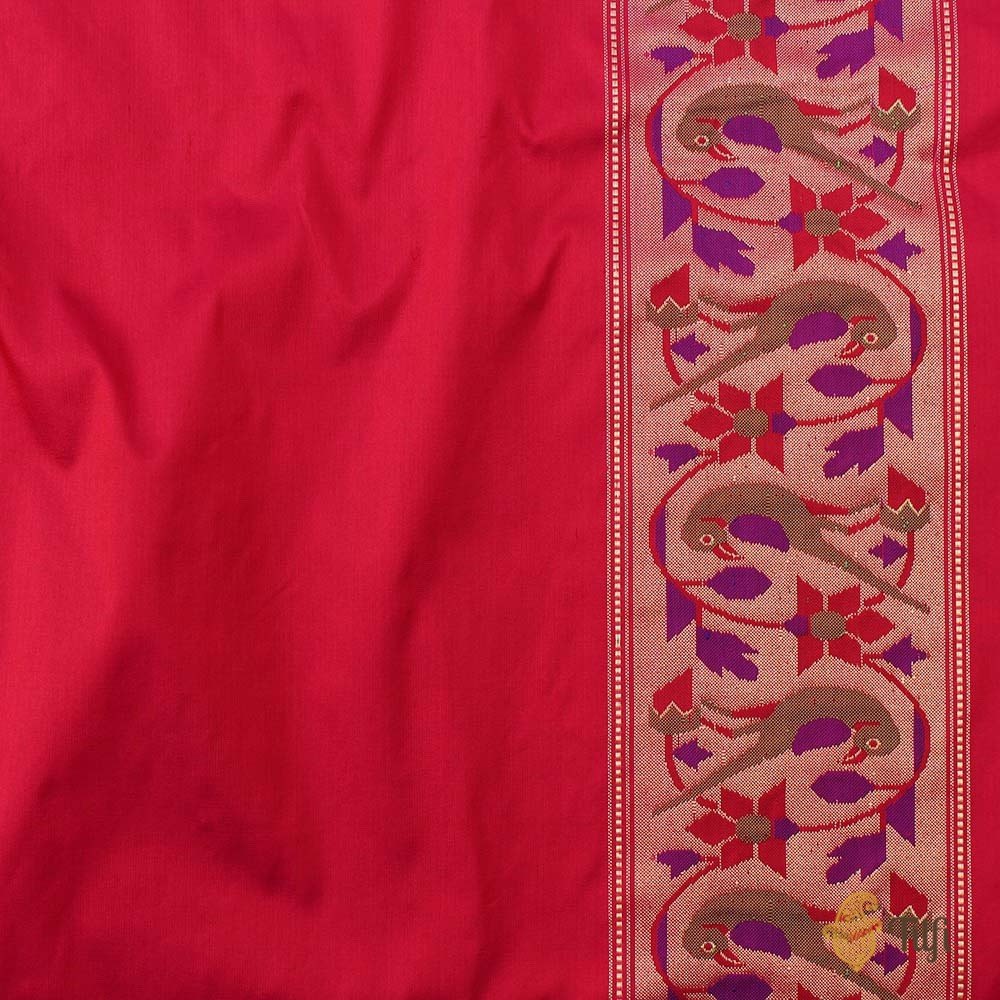 Light Orange - Pink Pure Katan Silk Banarasi Paithani Handloom Saree