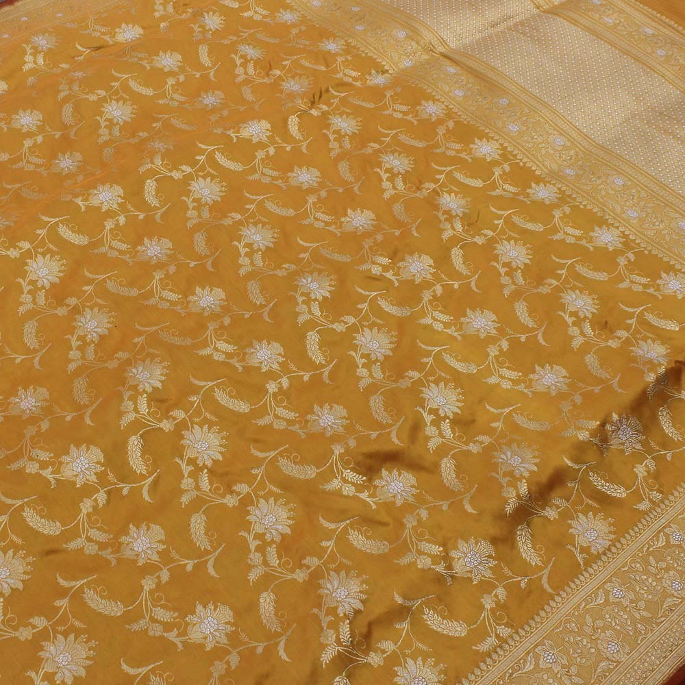 Mustard Pure Katan Silk Banarasi Handloom Saree