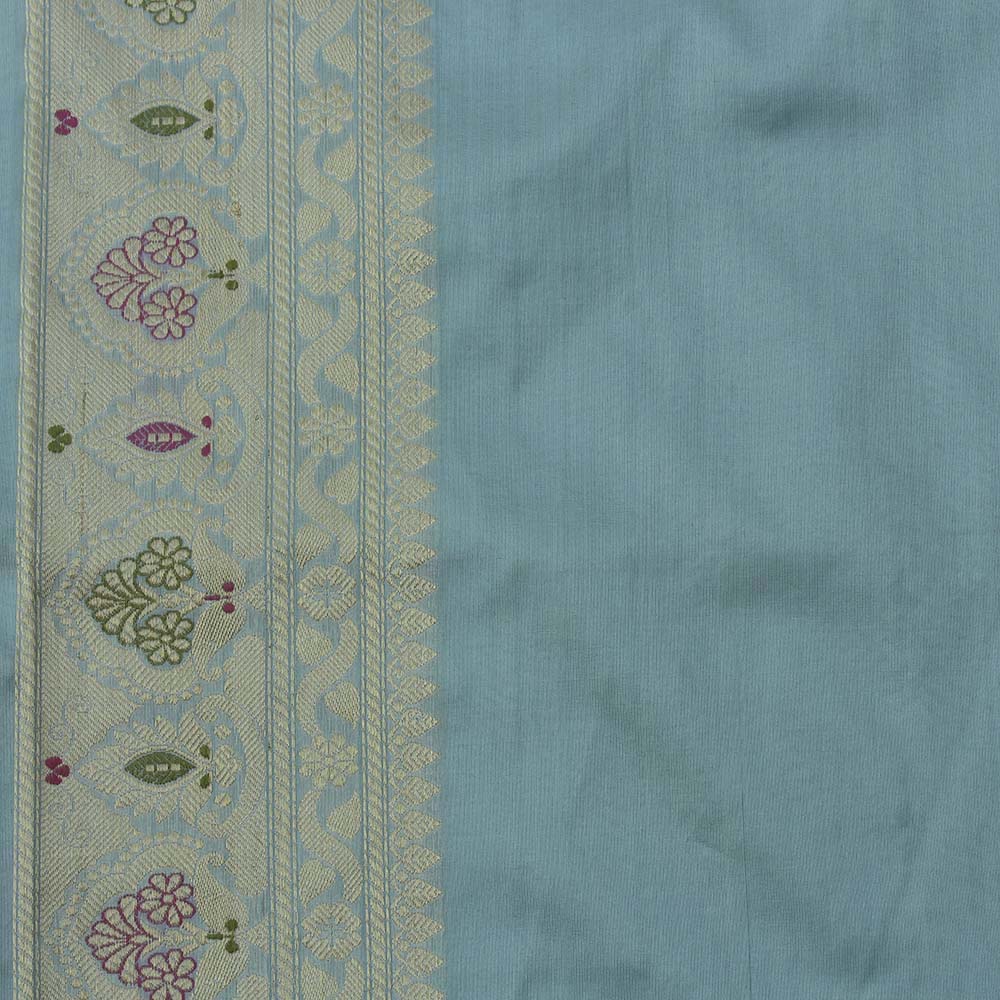 Light Blue Pure Katan Silk Banarasi Handloom Saree