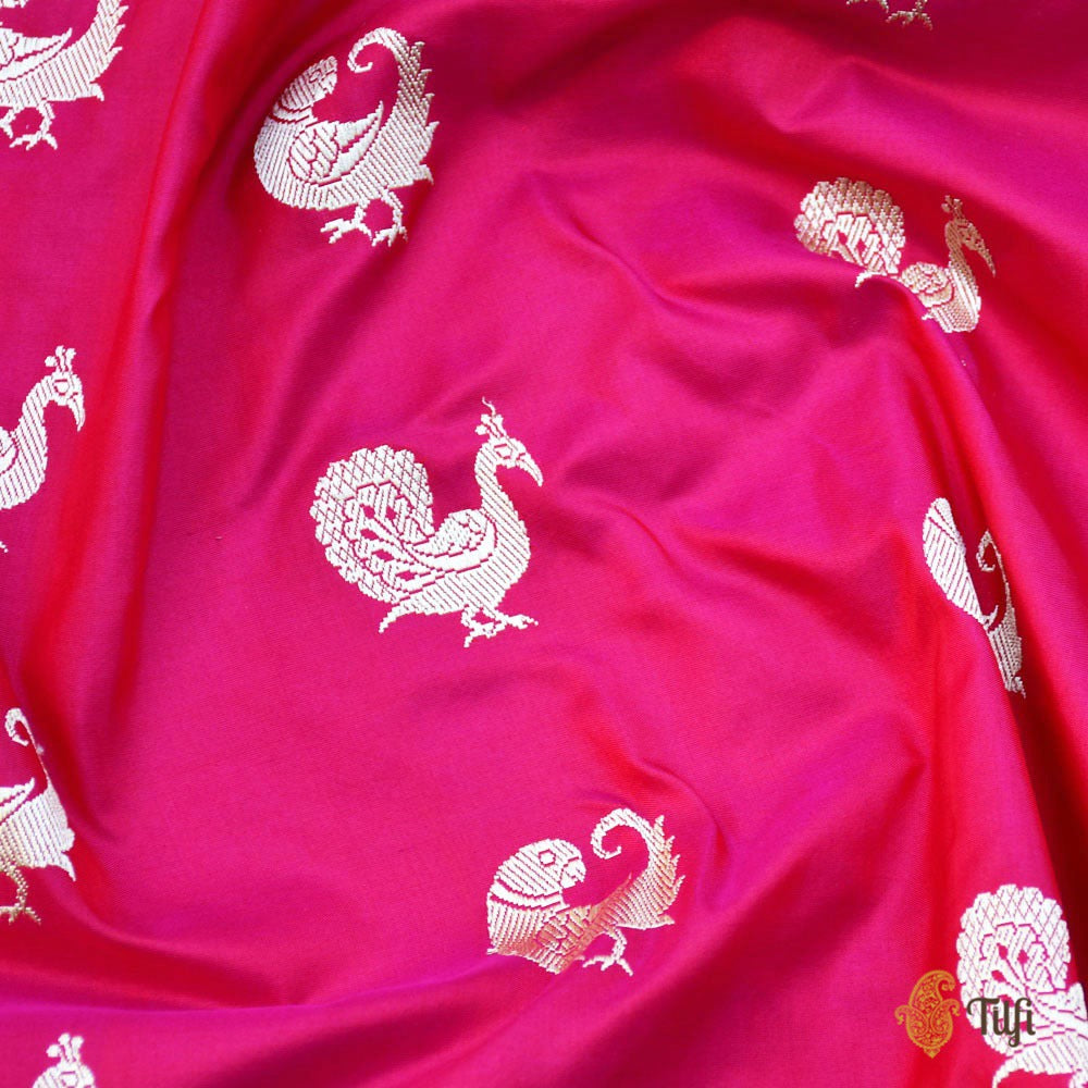 Rani Pink-Red Pure Katan Silk Banarasi Paithani Handloom Saree