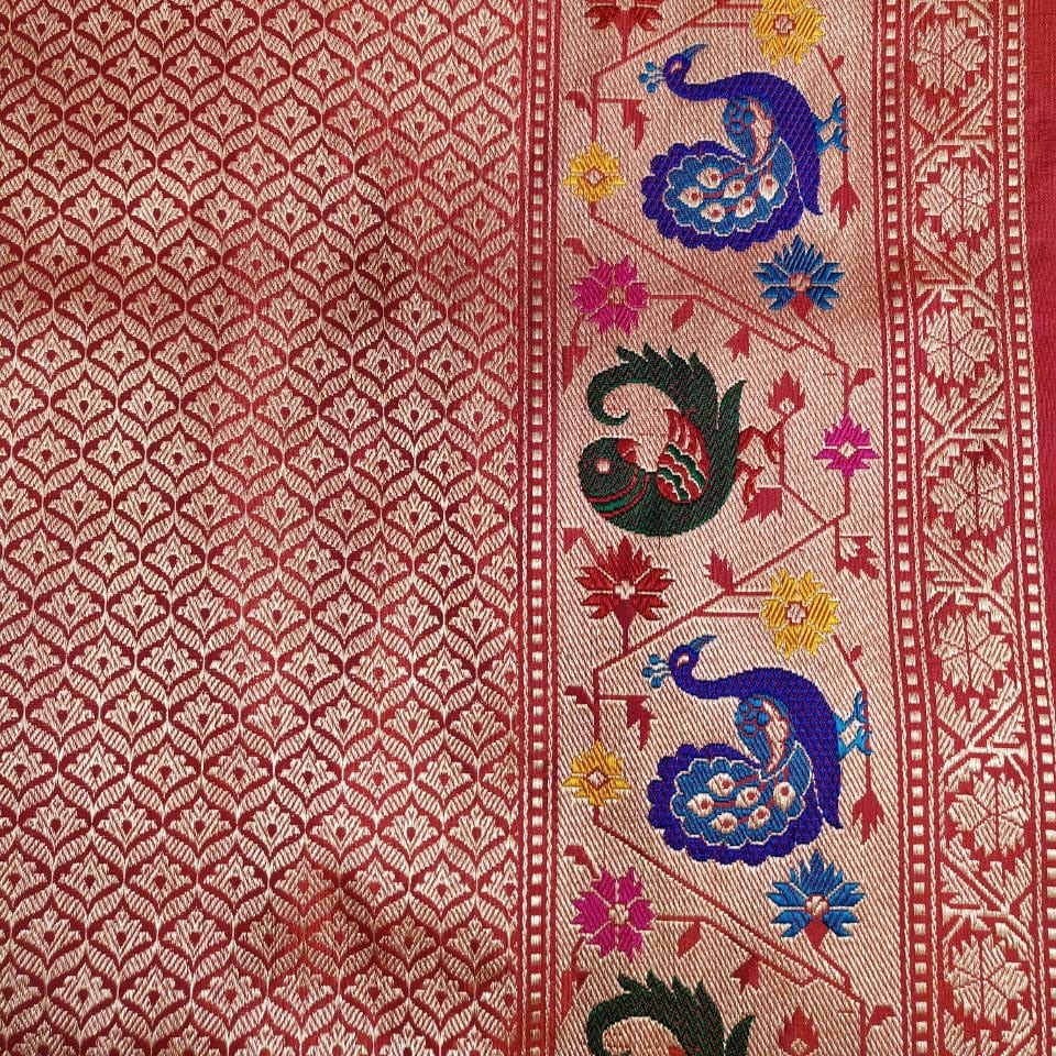 Black-Magenta Pure Katan Silk Banarasi Paithani Handloom Saree