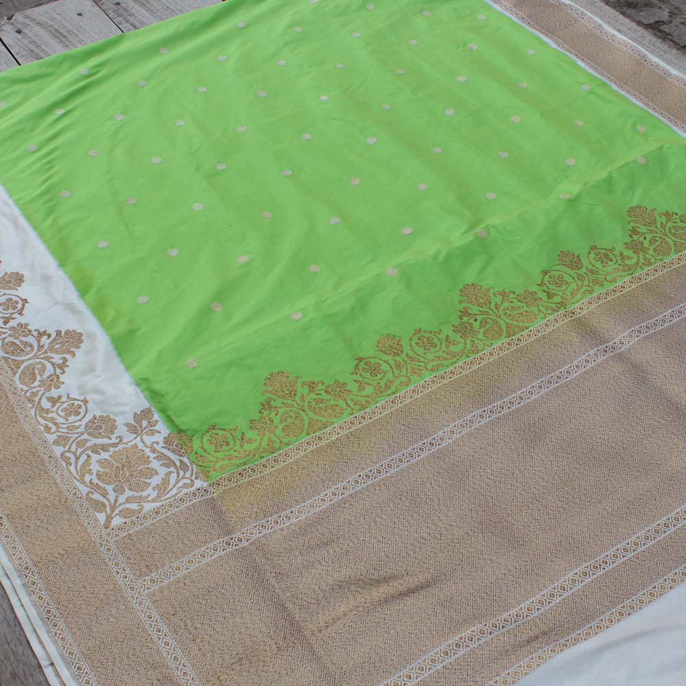 Light Green Pure Katan Silk Handloom Banarasi Saree