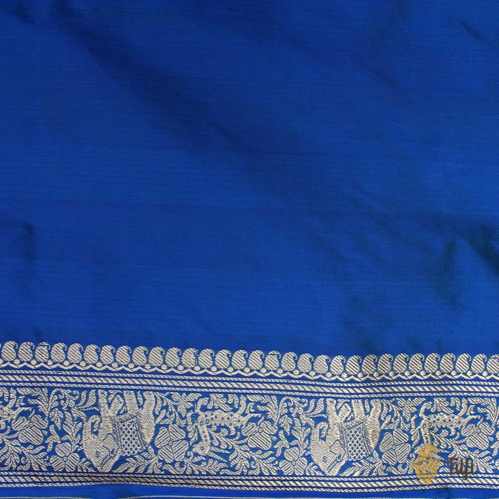 Green-Royal Blue Pure Katan Silk Banarasi Shikaargah Handloom Saree