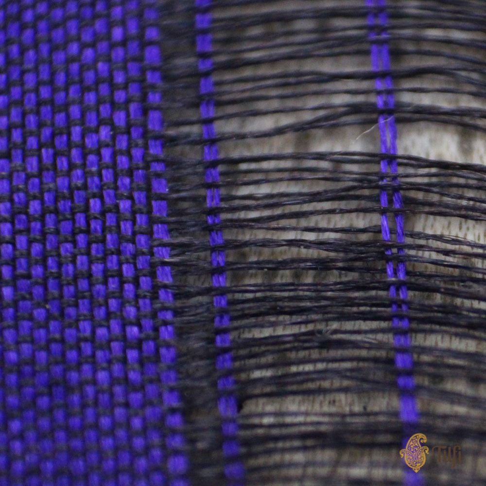 Black-Purple Pure Katan Silk Banarasi Shikaargah Handloom Saree
