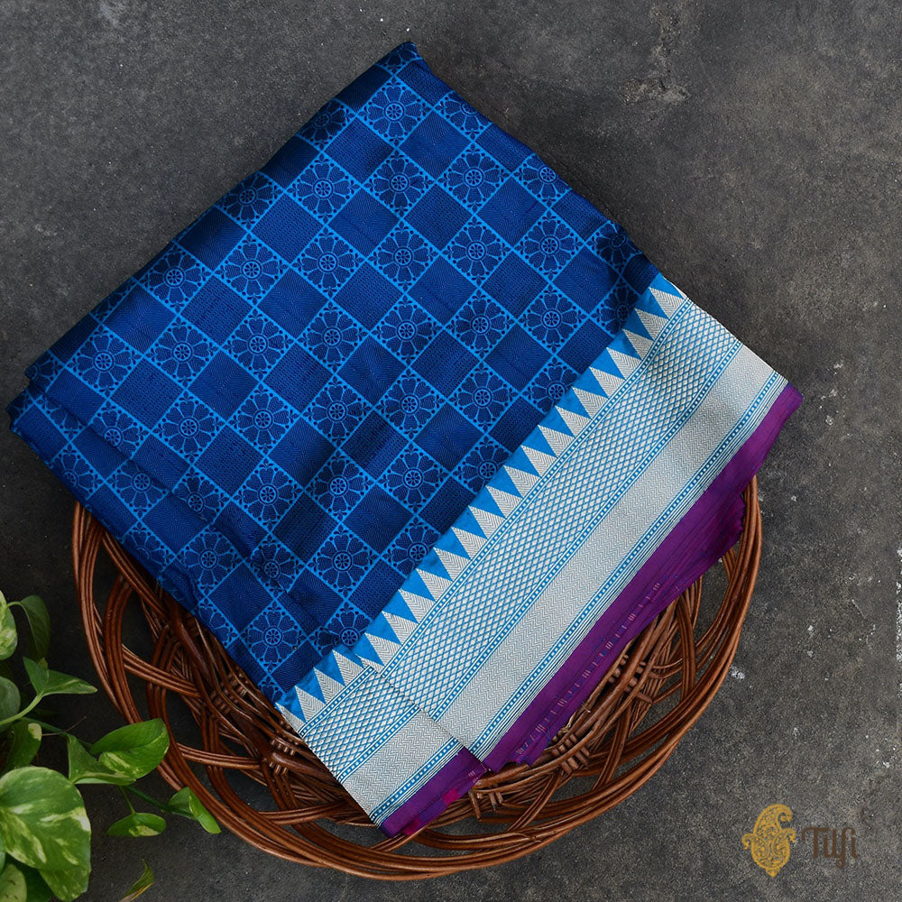 Maya Blue-Cobalt Blue Pure Katan Silk Banarasi Handloom Saree
