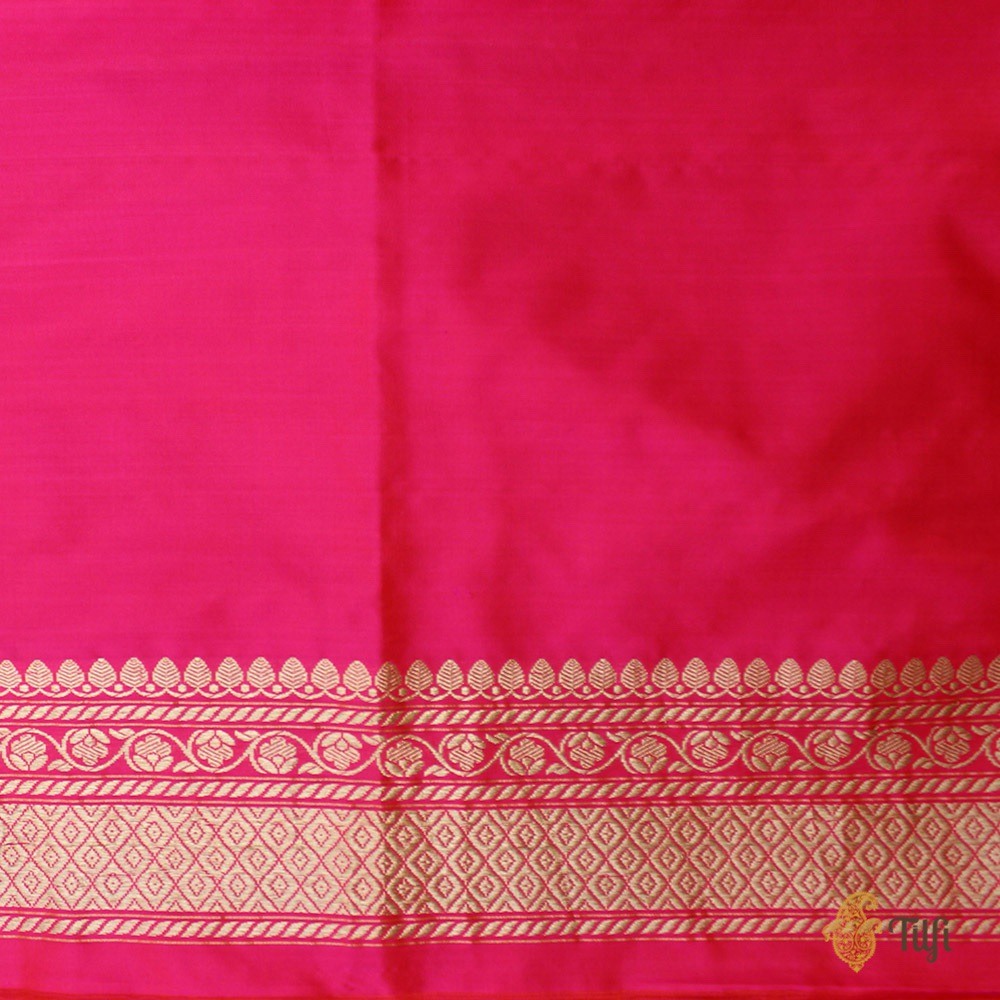 Orange-Gulabi Pink Pure Katan Silk Banarasi Handloom Kadwa Saree