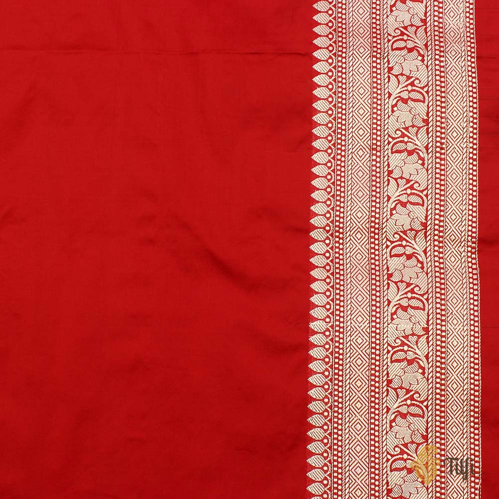 Magenta-Red Pure Katan Silk Banarasi Kadiyal Handloom Saree
