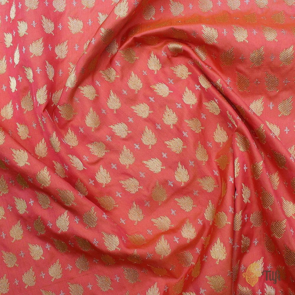 Orange-Light Gulabi Pink Pure Katan Silk Banarasi Handloom Saree
