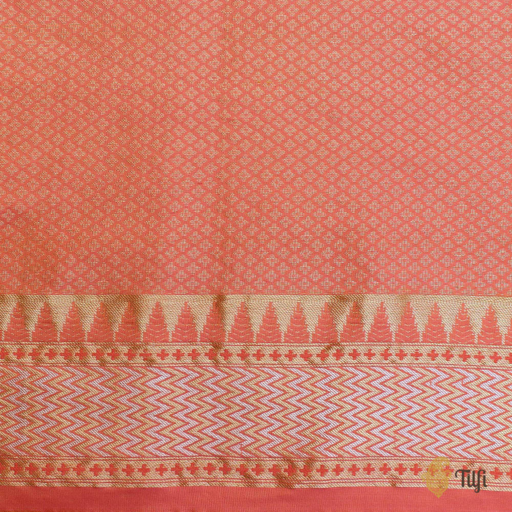 Orange-Light Gulabi Pink Pure Katan Silk Banarasi Handloom Saree