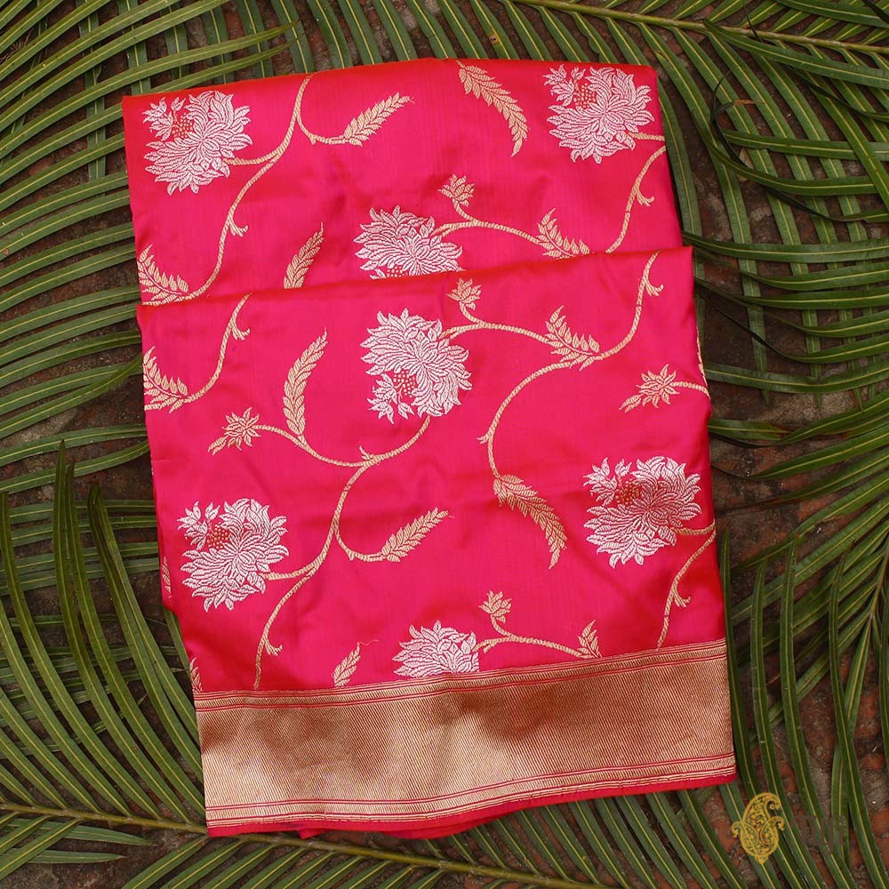 Orange-Pink Pure Katan Silk Banarasi Handloom Saree