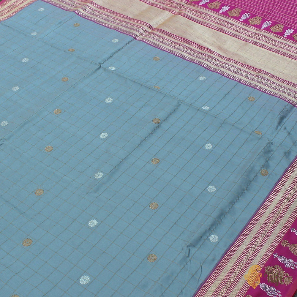 Light Grey-Pink Pure Katan Silk Banarasi Handloom Saree