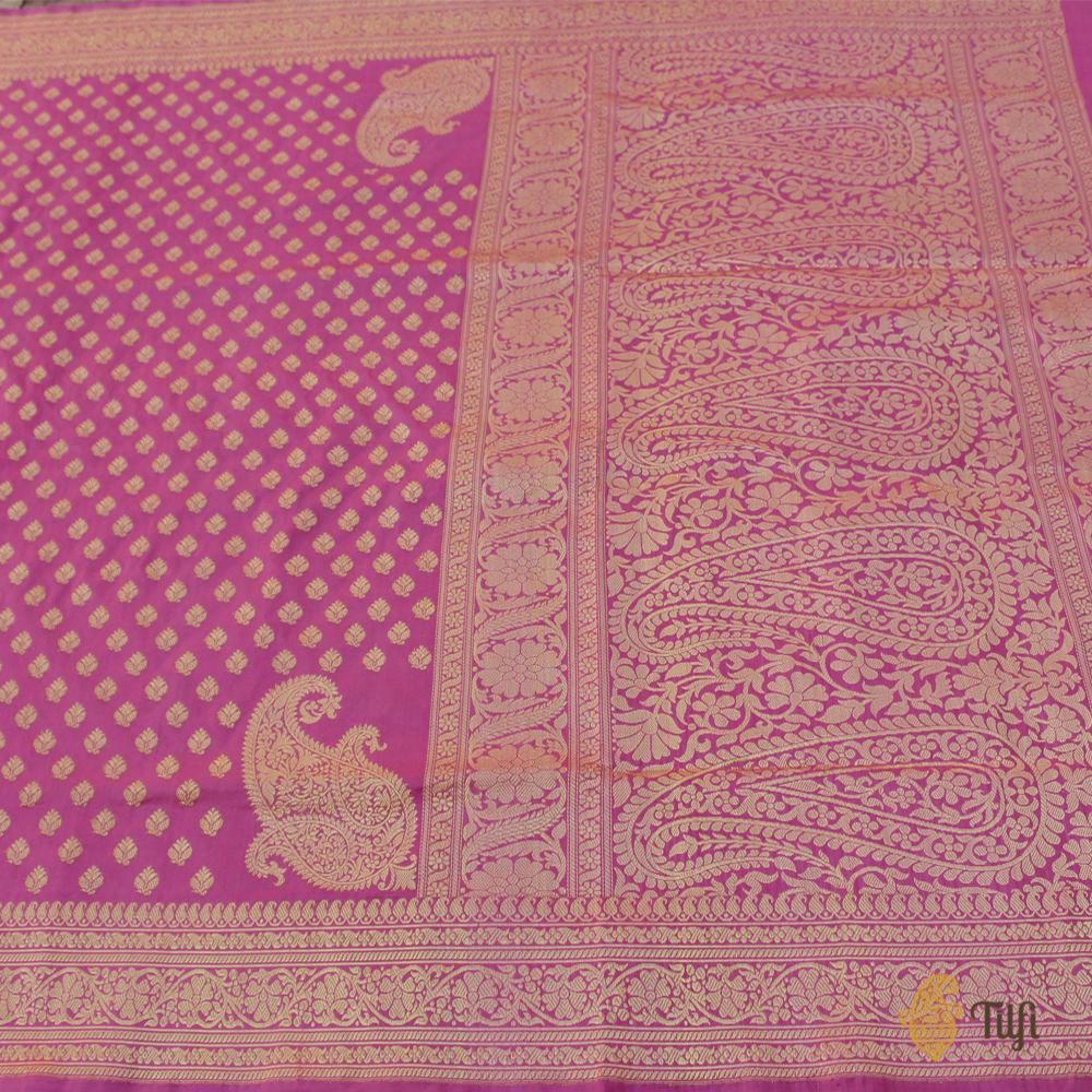 Lotus Pink Pure Katan Silk Banarasi Handloom Saree