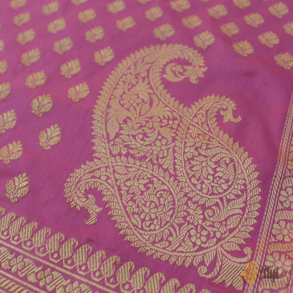Lotus Pink Pure Katan Silk Banarasi Handloom Saree