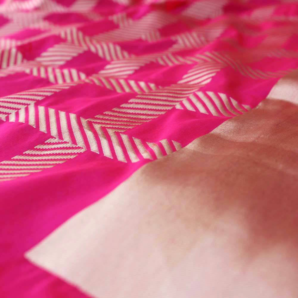 Red-Indian Pink Pure Katan Silk Banarasi Handloom Saree