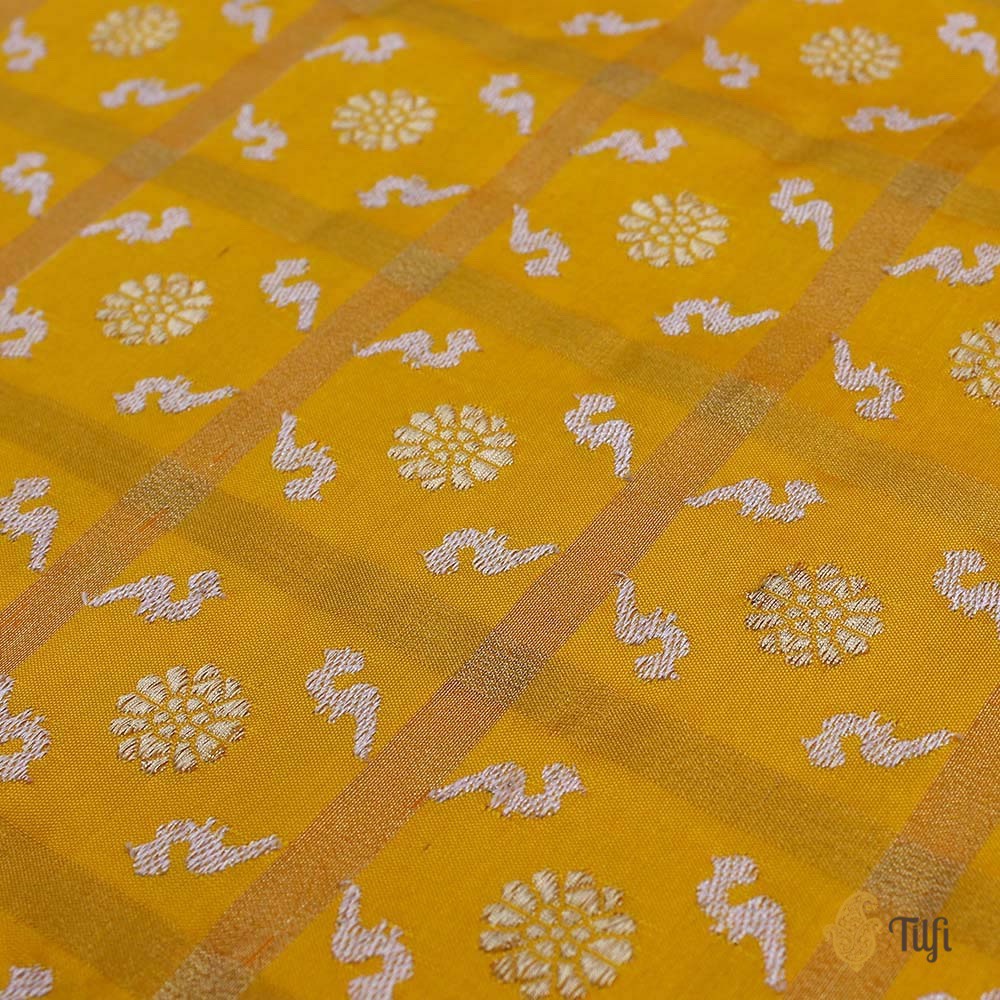 Yellow Pure Katan Silk Real Zari Banarasi Handloom Saree