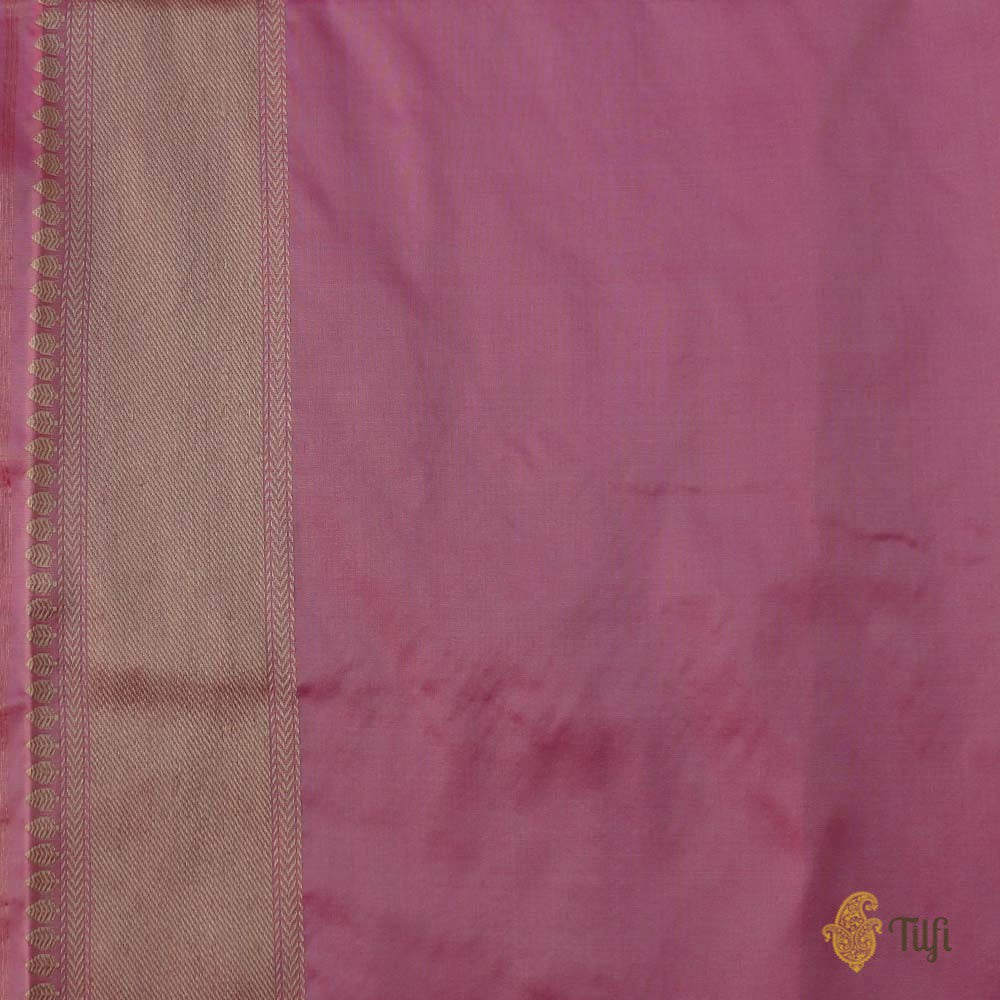 Peach Pure Katan Silk Handloom Banarasi Saree