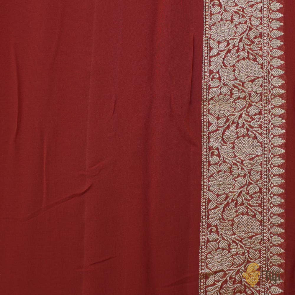 Old Rose Pink-Rosy Brown Ombr√© Pure Georgette Banarasi Handloom Saree