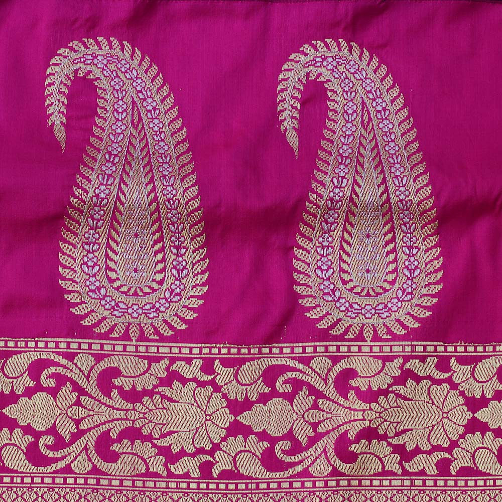 Black-Rani Pink Pure Katan Silk Banarasi Handloom Saree