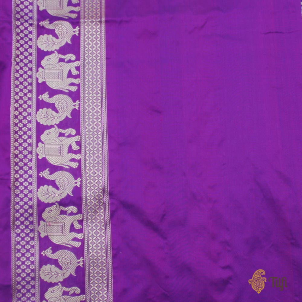 Royal Blue-Magenta Pure Katan Silk Banarasi Shikaargah Handloom Saree