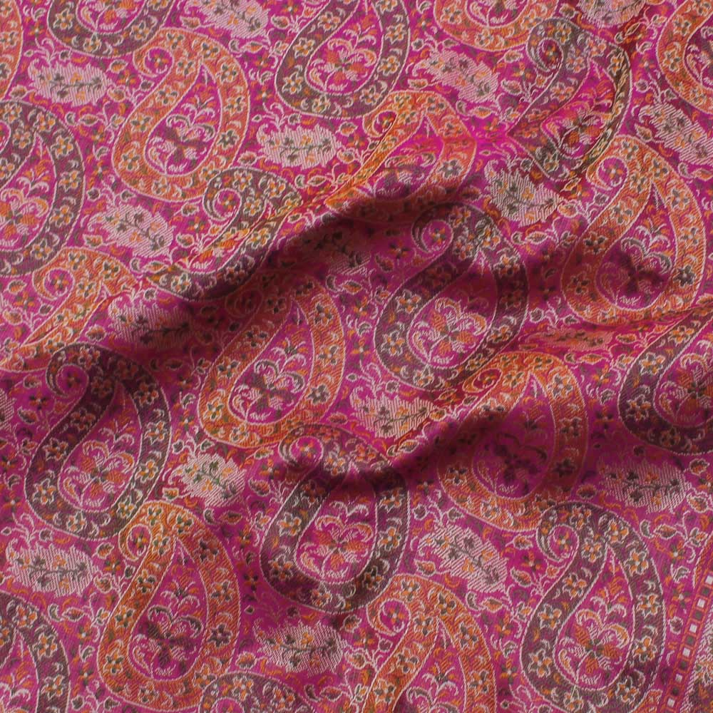Rani Pink Pure Soft Satin Silk Tanchoi Jamawar Banarasi Handloom Saree