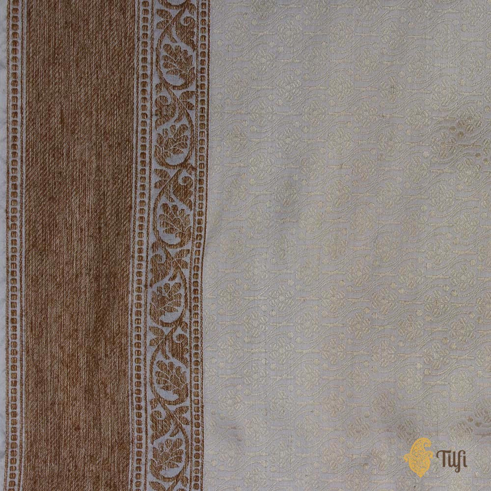 Cream-Yellow Pure Katan Silk Handwoven Banarasi Saree