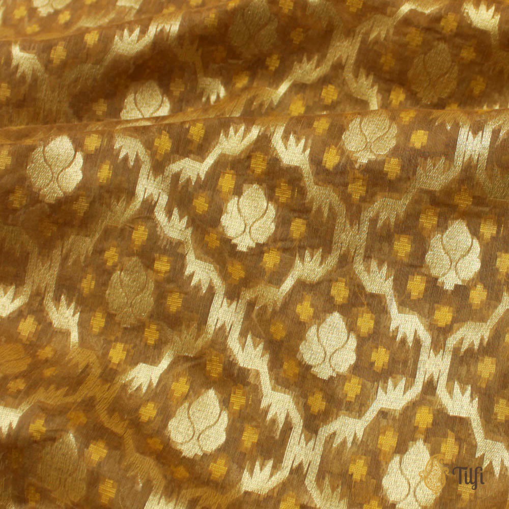 Dark Mustard Pure Kora Silk by Cotton Banarasi Handloom Saree