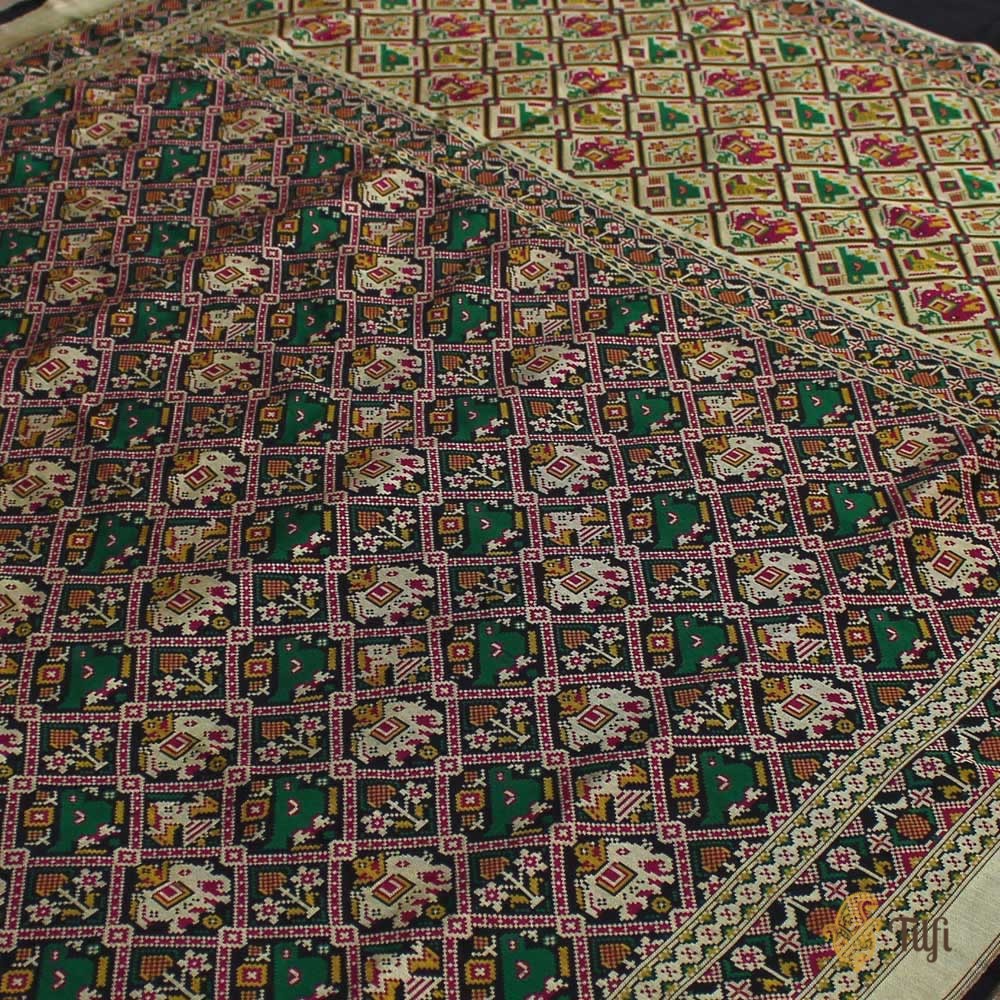 Black Pure Katan Silk Banarasi Handloom Patola Saree