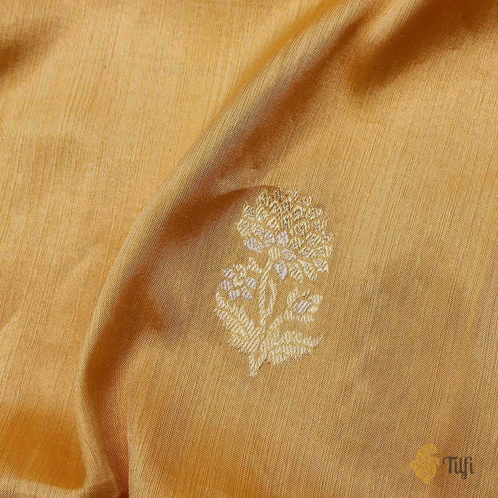 Light Apricot Orange Pure Katan Silk Tissue Banarasi Handloom Saree