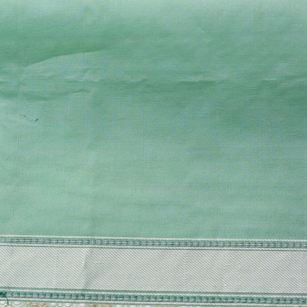 Mint Green Pure Kora Silk Handwoven Kadwa Banarasi Saree