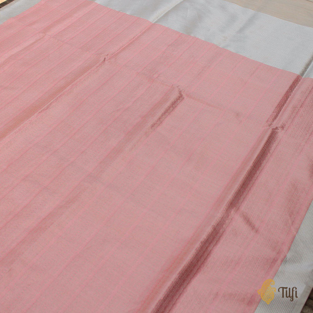 Pink Pure Katan Silk Tissue Banarasi Handloom Saree