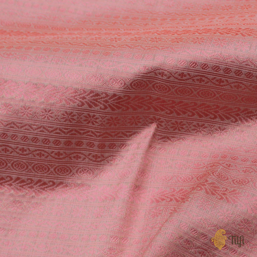 Pink Pure Katan Silk Tissue Banarasi Handloom Saree