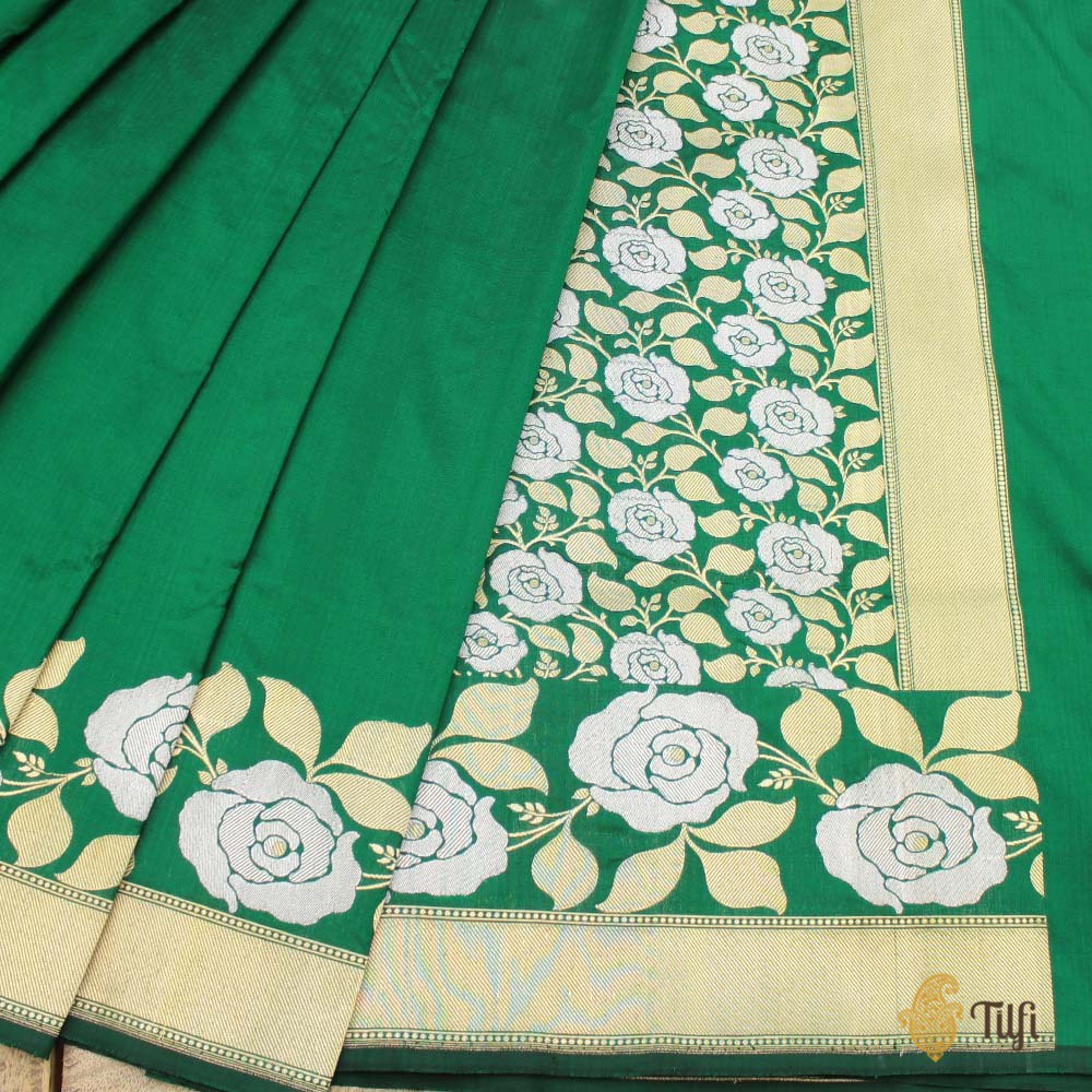 Black-Green Pure Katan Silk Banarasi Handloom Saree