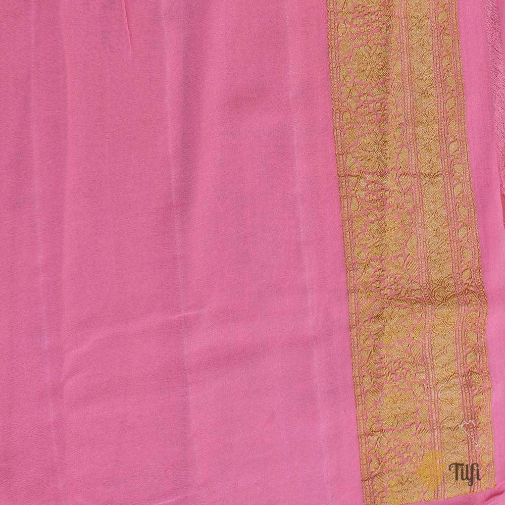 Peach-Pink Ombré Pure Khaddi Georgette Banarasi Handloom Saree