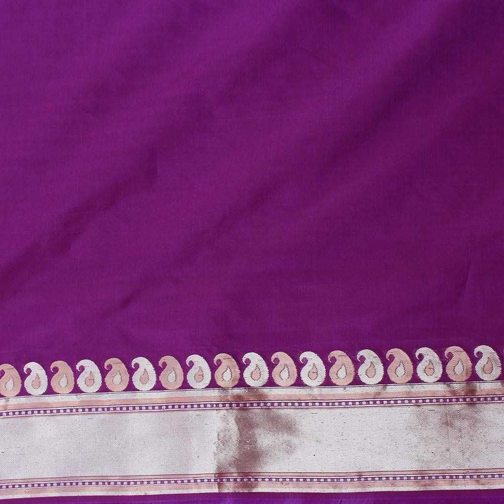 Magenta Pure Silk Georgette Banarasi Handloom Saree