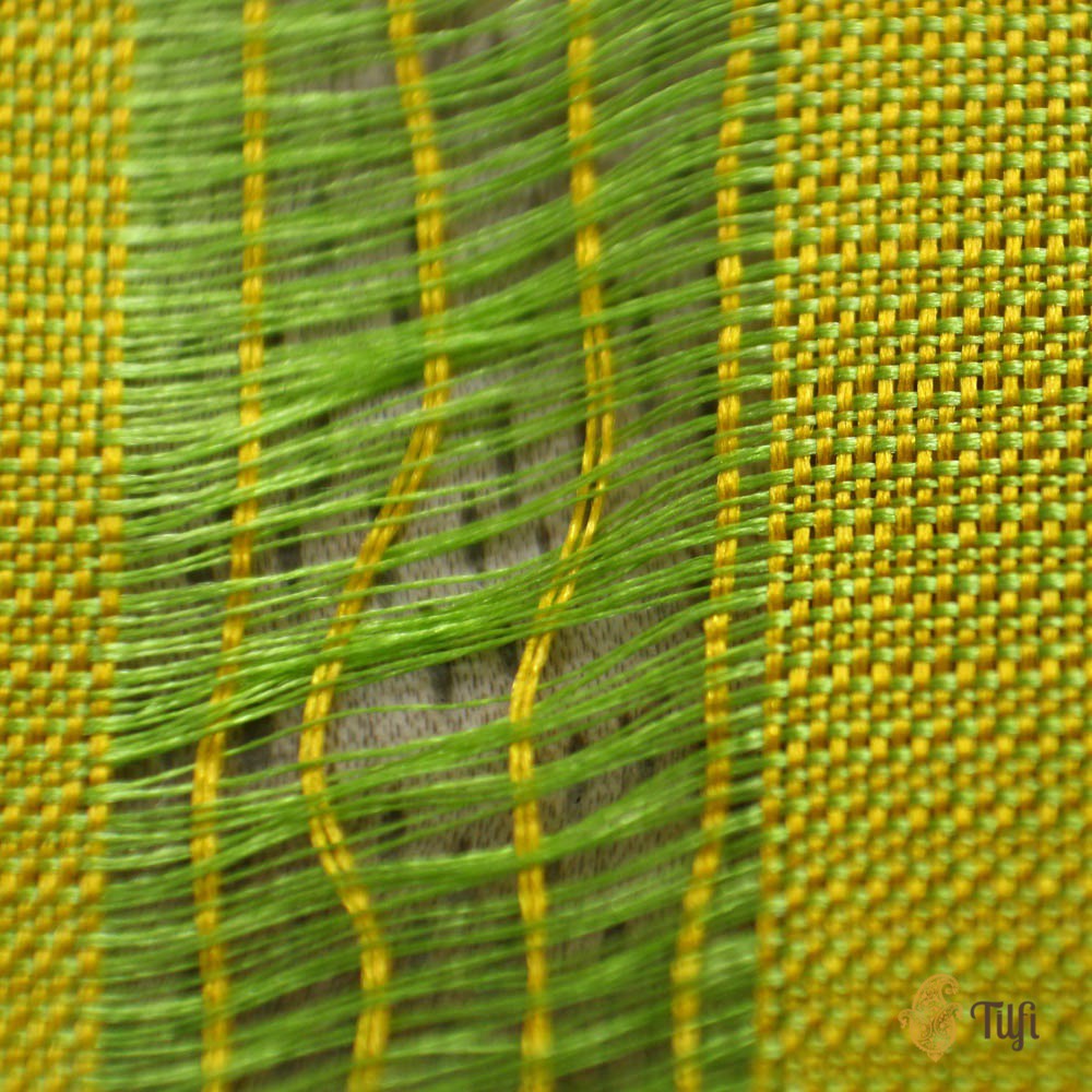 Green Yellow Pure Katan Silk Banarasi Handloom Saree