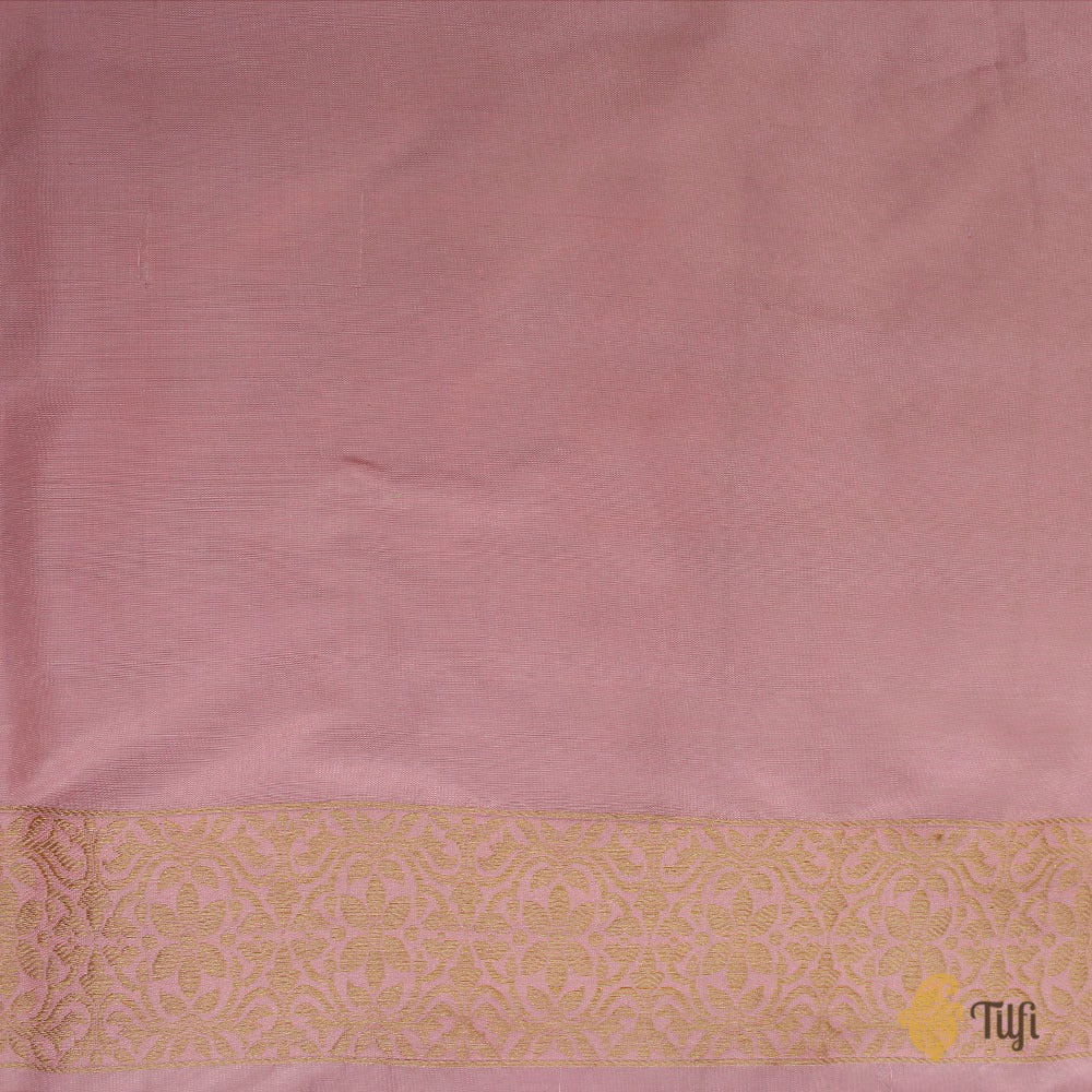 Gray-Pink Pure Katan Silk Banarasi Kadiyal Handloom Saree