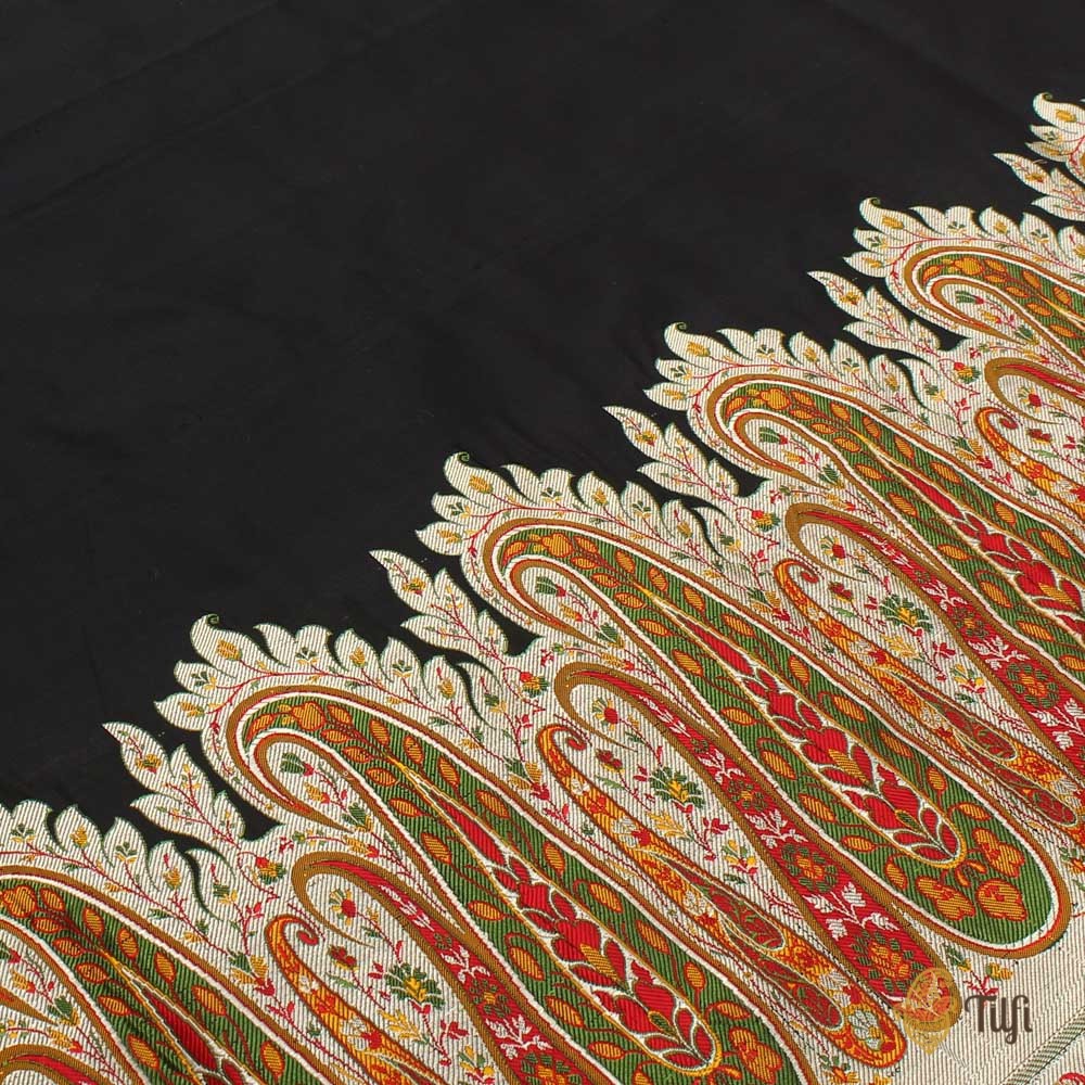 Black Pure Katan Silk Jamawar Banarasi Handloom Saree