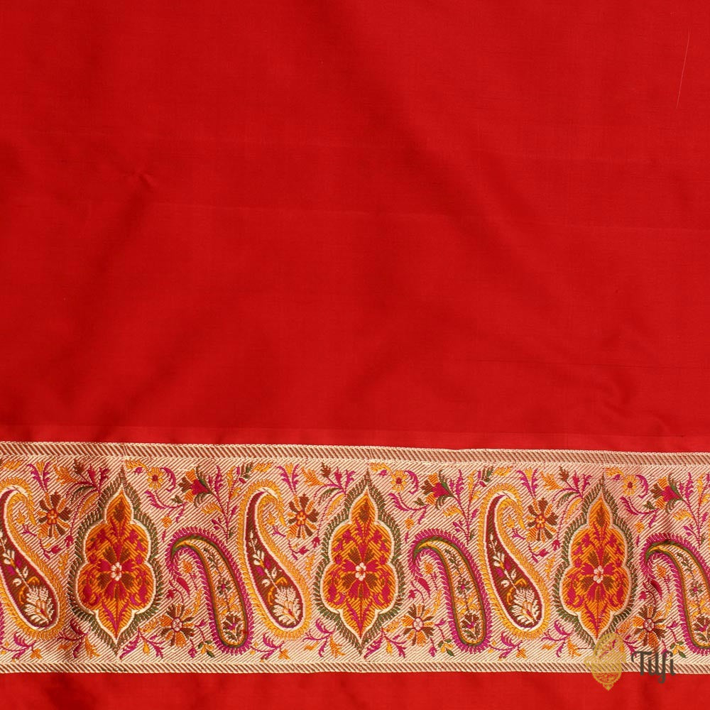 Red Pure Katan Silk Jamawar Banarasi Handloom Saree