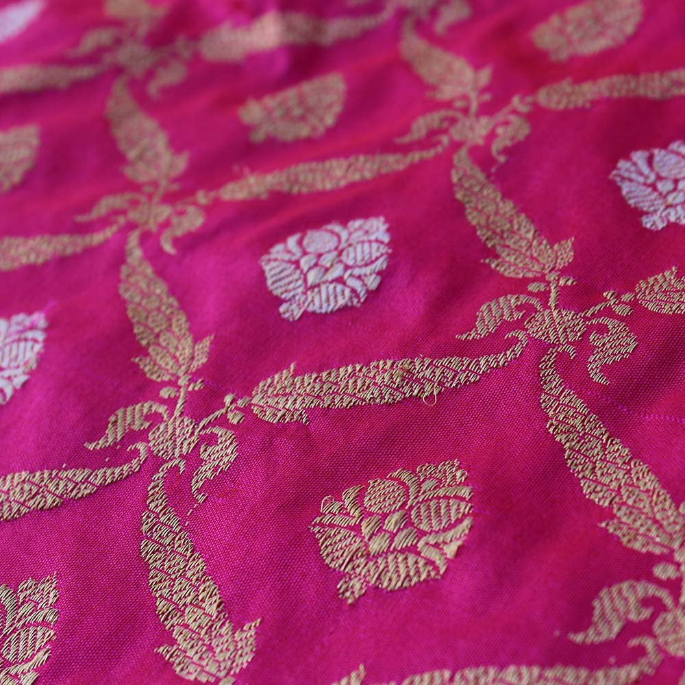 Dark Orange-Indian Pink Pure Katan Silk Banarasi Handloom Saree