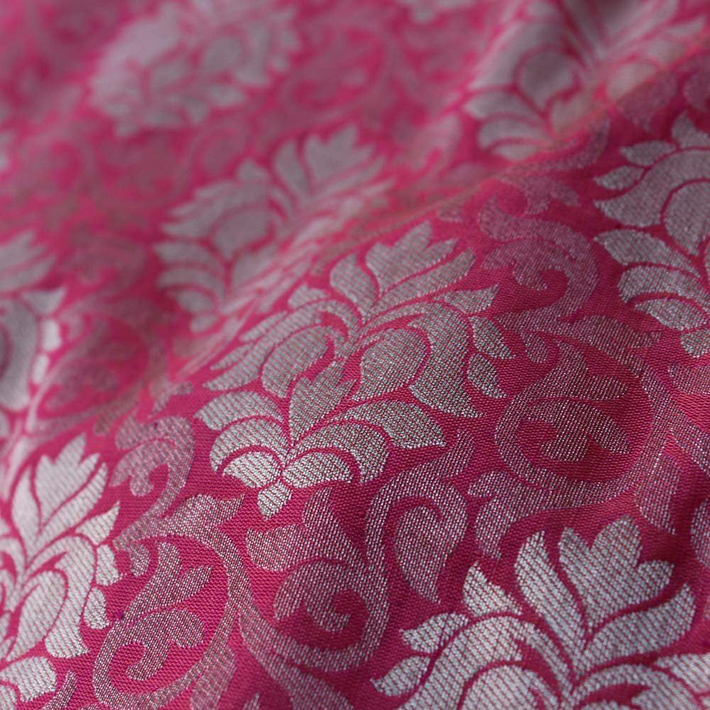 Gajri Pink Pure Silk Georgette Banarasi Handloom Saree