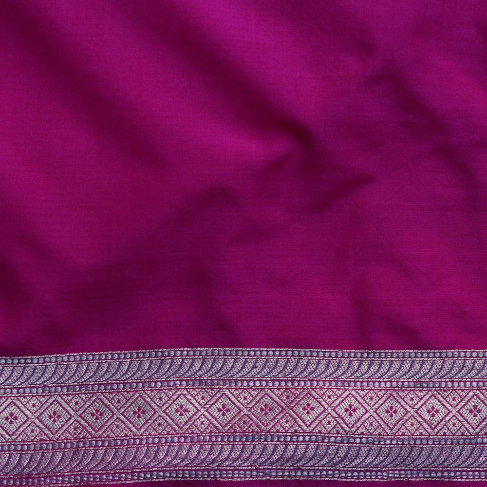 Gajri Pink Pure Silk Georgette Banarasi Handloom Saree