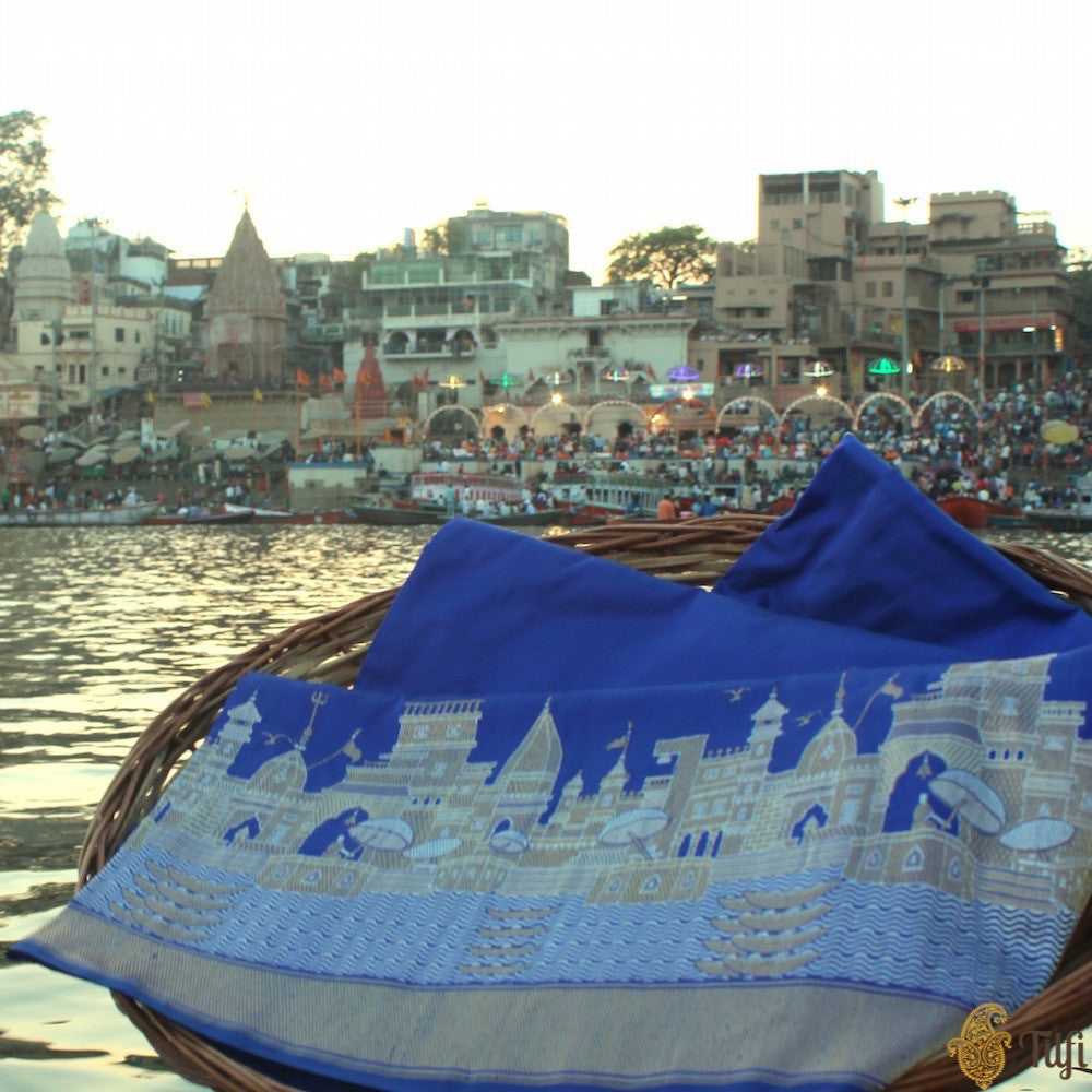 Royal Blue Katan Silk Banarasi Handloom Saree