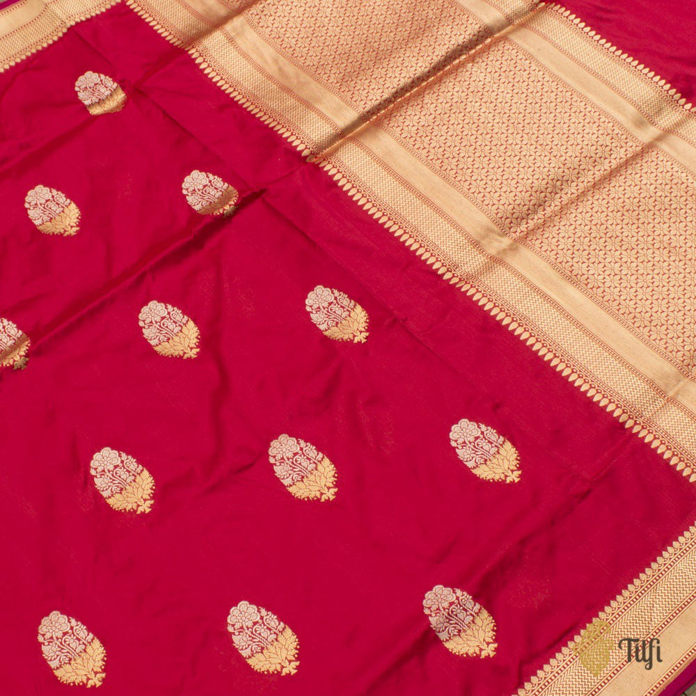 Red Pure Katan Silk Handloom Banarasi Saree
