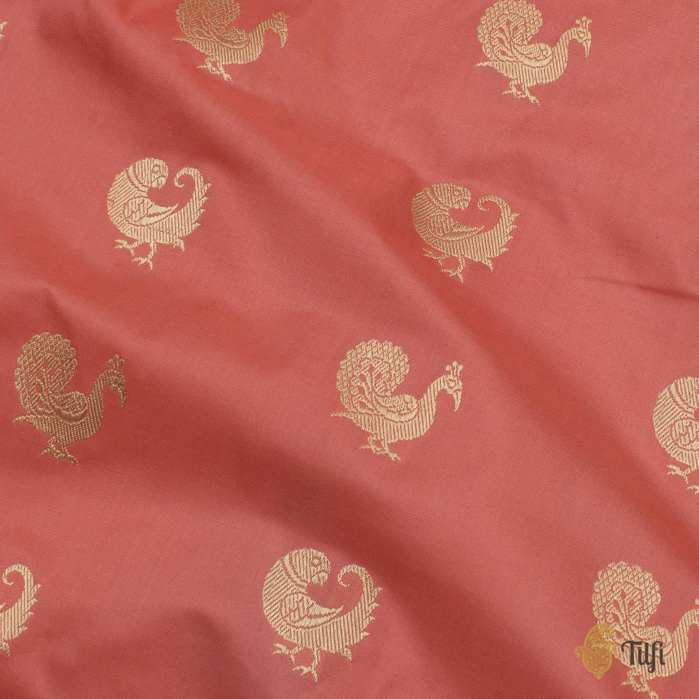 Peach-Pink Pure Katan Silk Banarasi Paithani Handloom Saree