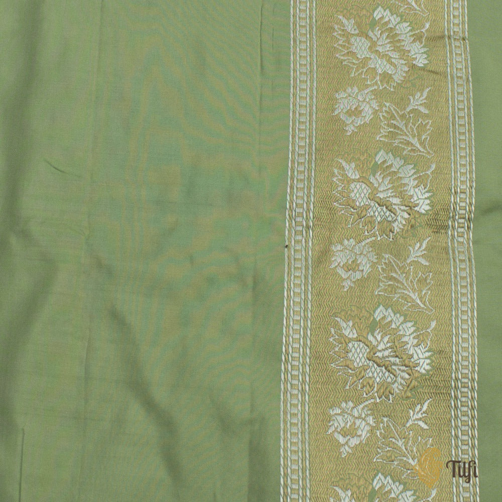 Pista Green Pure Katan Silk Handloom Banarasi Saree